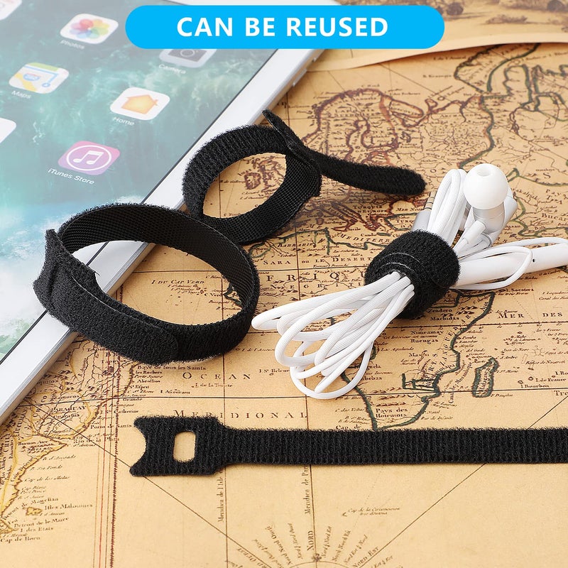 Pasow 60pcs Fastening Microfiber Cloth Cable Ties Wire Management(6/7/8 Inch, Black) - Image 3
